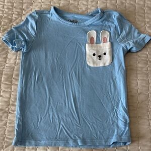 Little Sleepies Blue Tee with Bunny Pocket